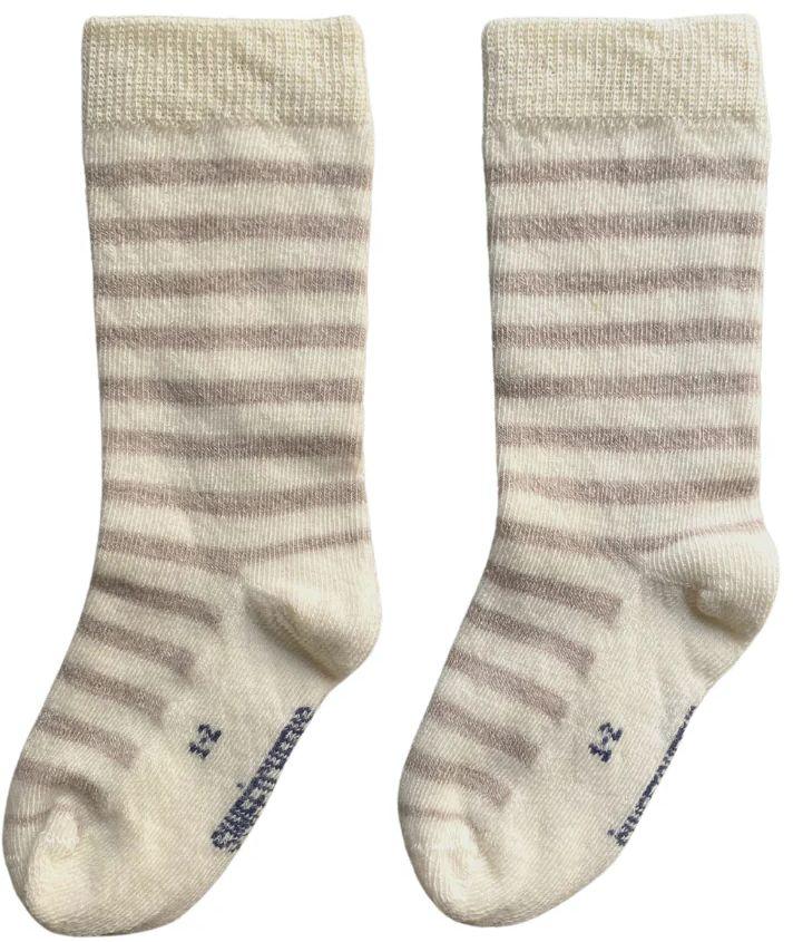 Sweet Cheeks Merino  Baby Merino Long Socks - Sand Stripe - Over Stock - 6-12 Months