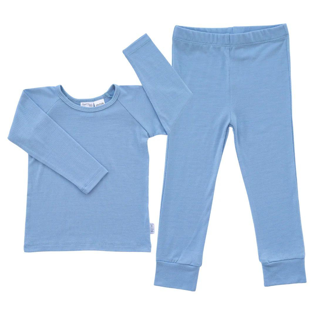 Sweet Cheeks Merino  Organic Merino Pyjamas  - Blue - Brand New - 5-6 Years