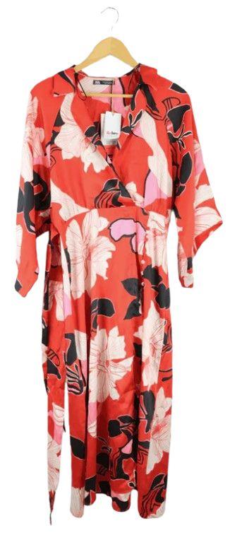 Zara  Floral Maxi Dress S - Red - Excellent