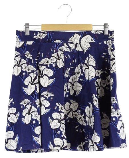Zara  Floral Skirt L - Navy - Excellent
