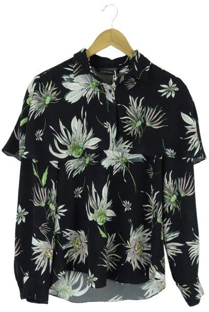 Zara  Floral Top XS - Black - Excellent