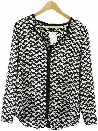 Zara  Woman Blouse Top 14 - Black/White - Excellent