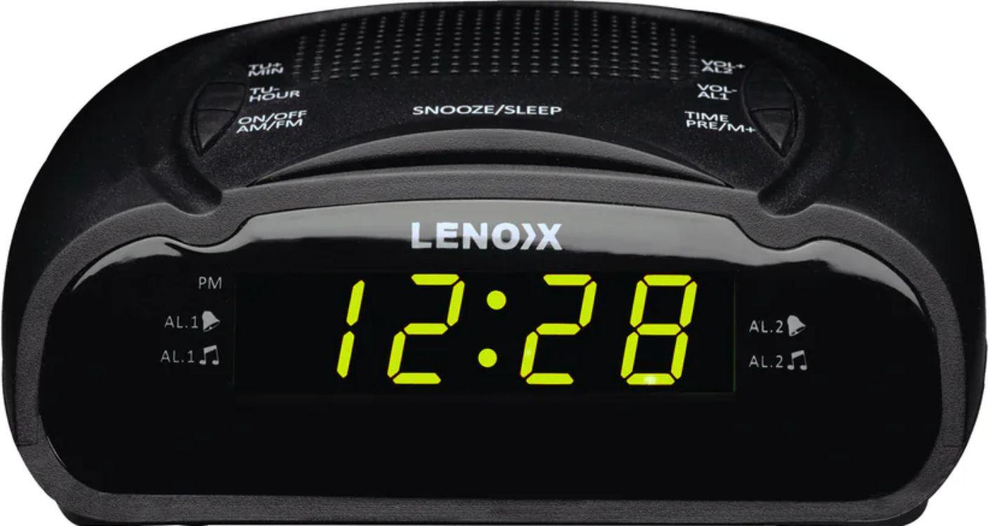 Lenoxx AM/FM Alarm Clock & Radio with Green LED Time Numbering
