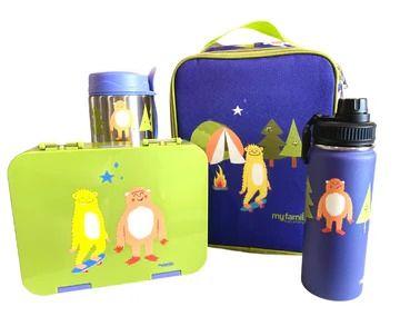 My Family School Lunch Bundle Includes Bento & Cooler Bag & Food Jar and Water Bottle