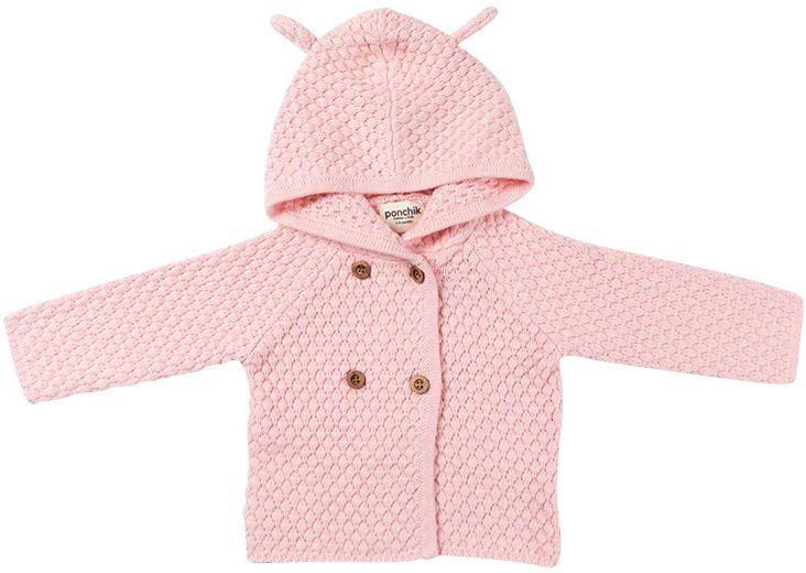 Ponchik Babies + Kids Bear Hood Knit Cardigan (3 - 6M)