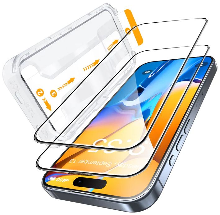 Tough On Tempered Glass Screen Protector with Installation Kit for iPhone 16 Pro Max (2Pack)